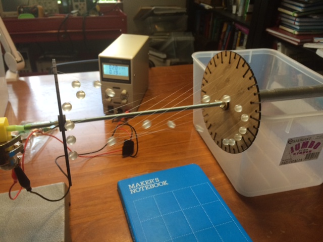 Beads falling on wires