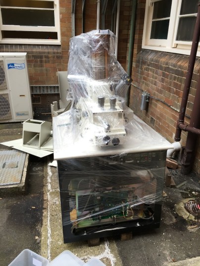 Microscope in courtyard